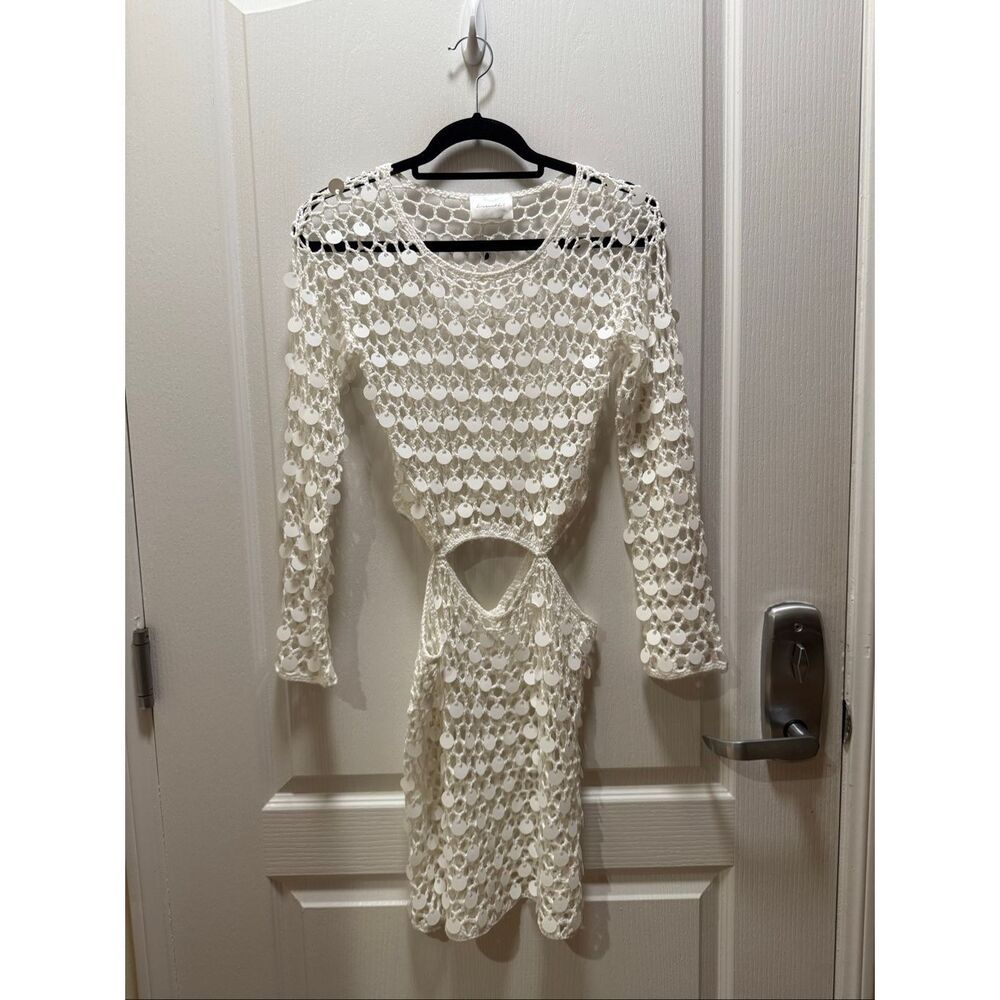 Line & Dot White Crochet Midi Dress - Picture 3 of 6